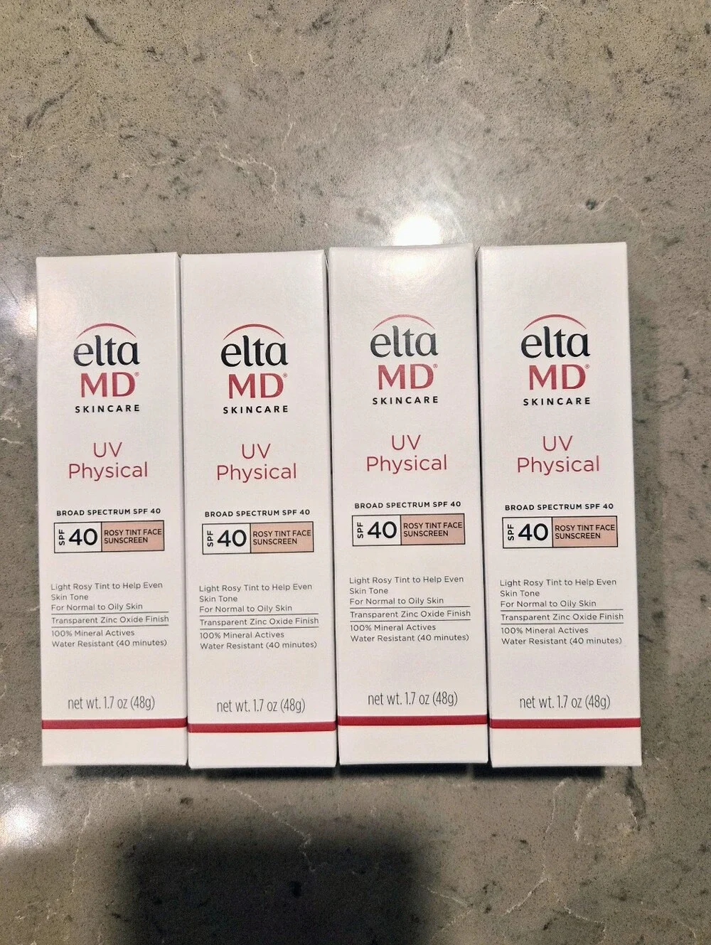 Bundle of 4 Elta MD EltaMDUV Physical Broad Spectrum Sunscreen SPF 40- Rosy Tint